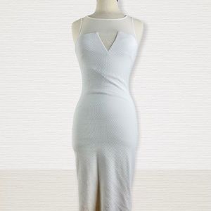 Bebe White Bodycon Sheer Mesh Neckline Dress - M